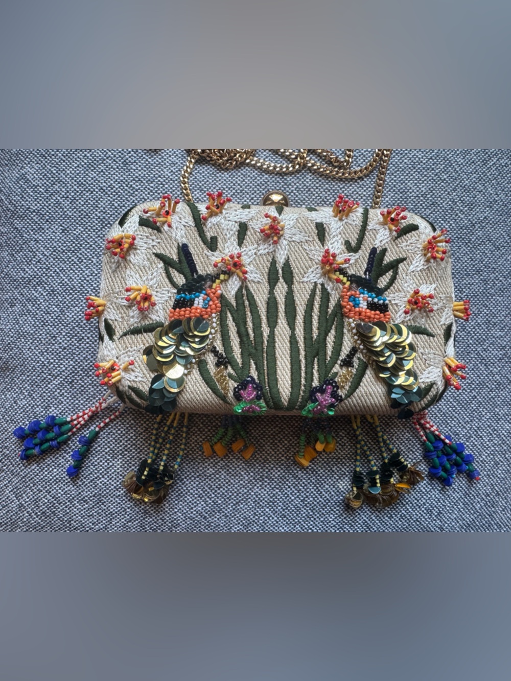 Anthropologie Beaded Bird Clutch - Picture 5 of 6